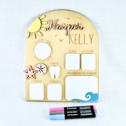 Personalized Beach Baby Milestone Board