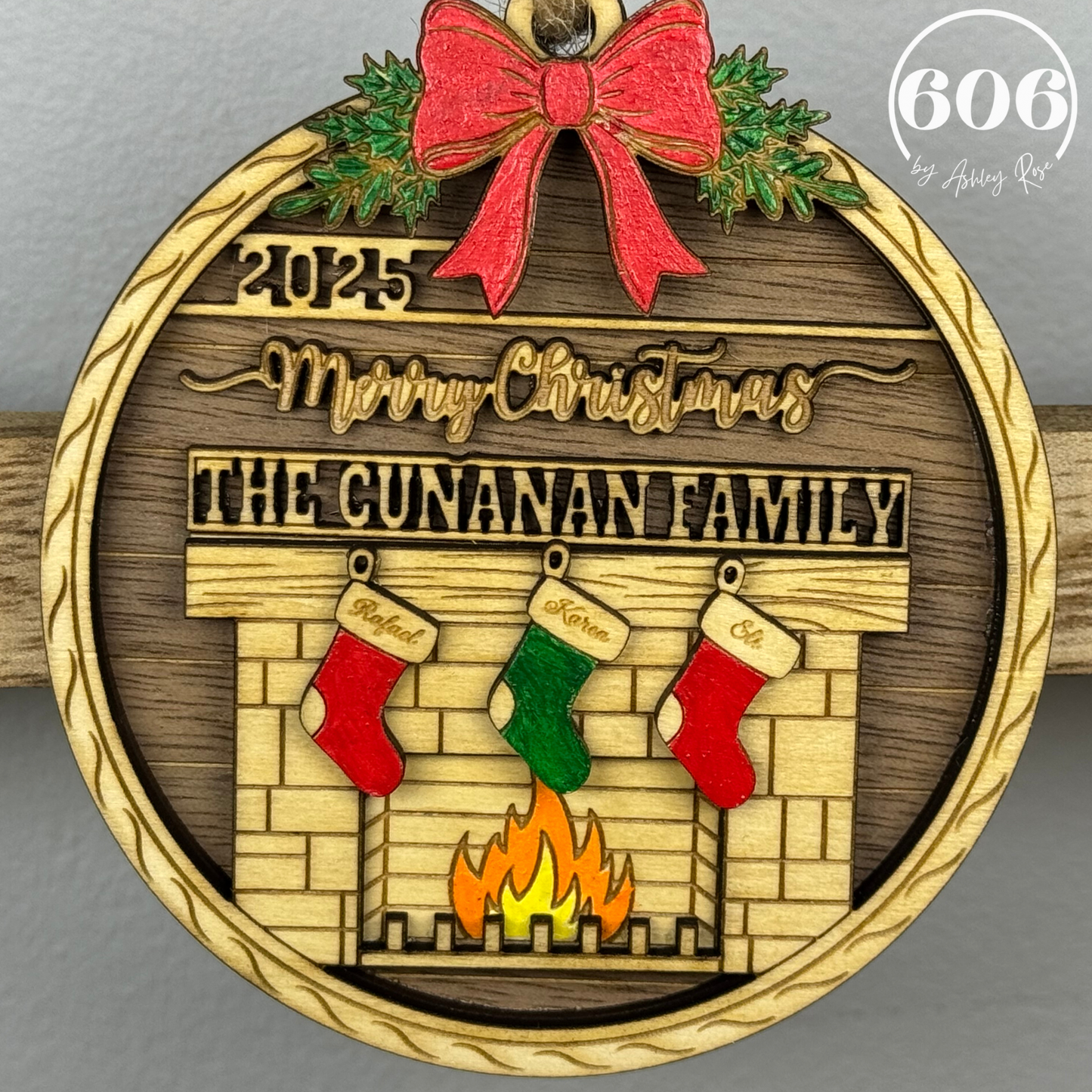 Personalized Family Fireplace Ornament