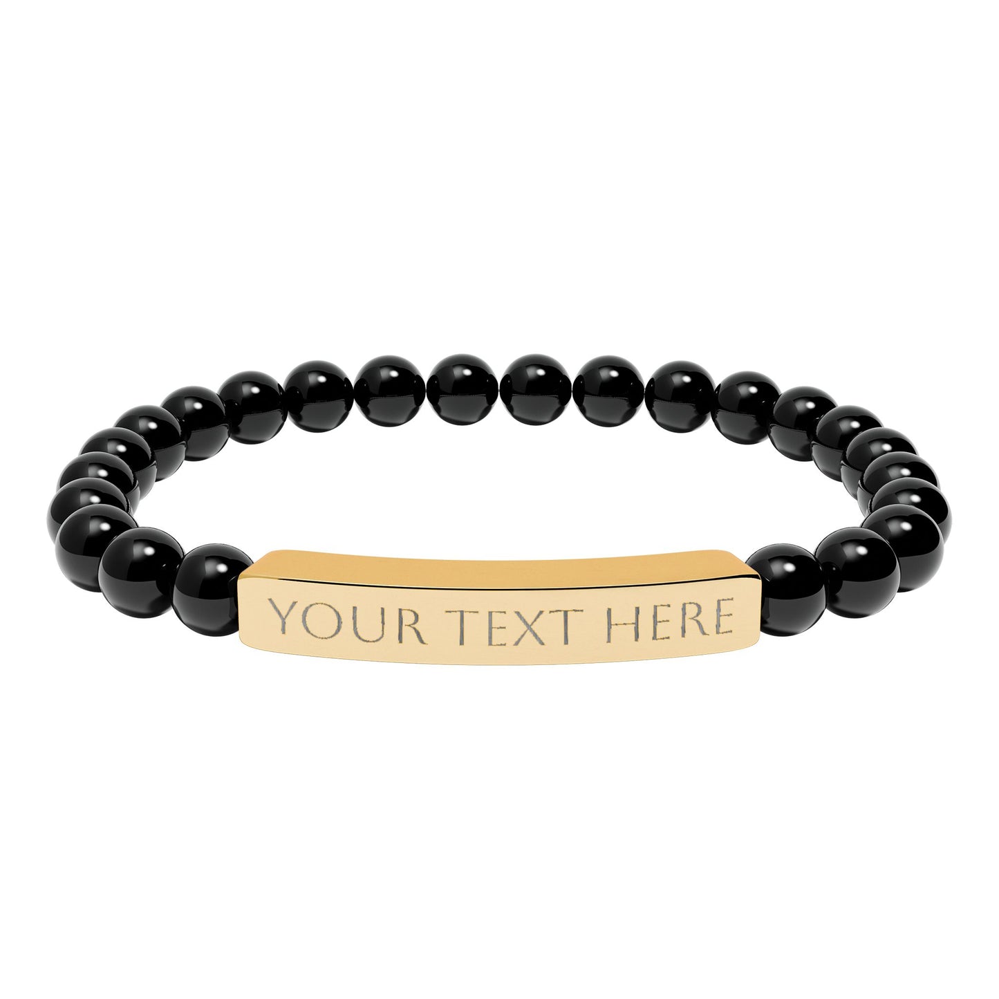 Personalized Engraved Natural Stone Stretch Bar Bracelet