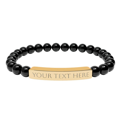 Personalized Engraved Natural Stone Stretch Bar Bracelet