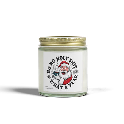Ho Ho Holy Shit What A Year Scented Candle, Coconut Apricot Wax (4oz, 9oz)