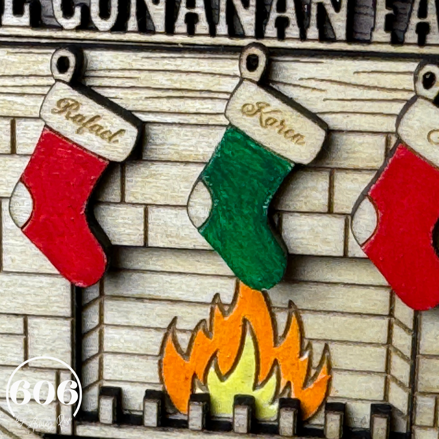 Personalized Family Fireplace Ornament