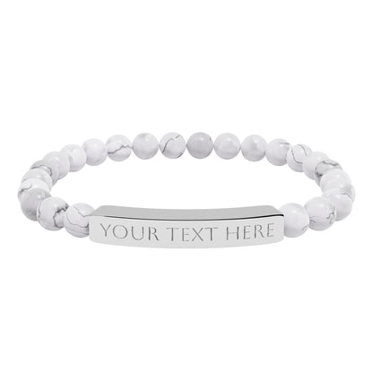 Personalized Engraved Natural Stone Stretch Bar Bracelet