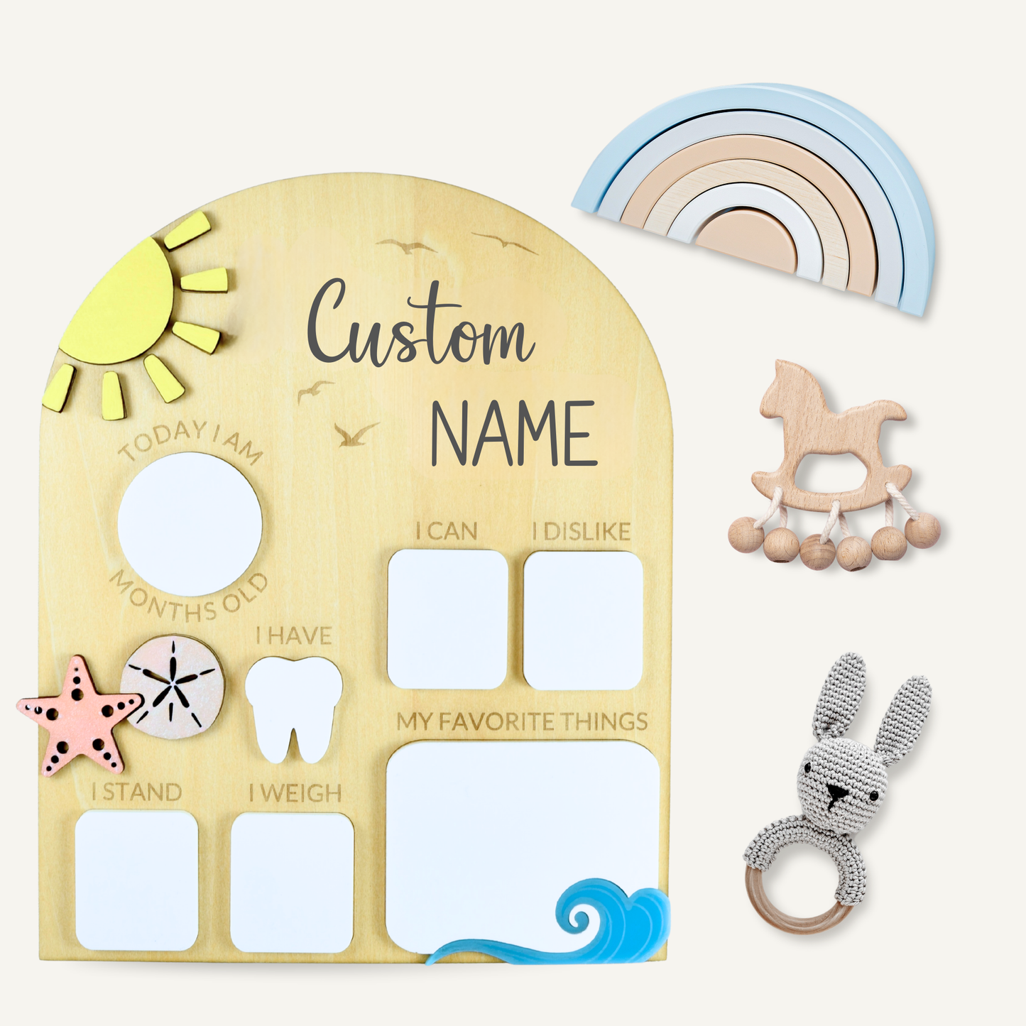 Personalized Beach Baby Milestone Board