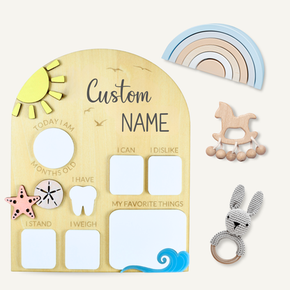 Personalized Beach Baby Milestone Board