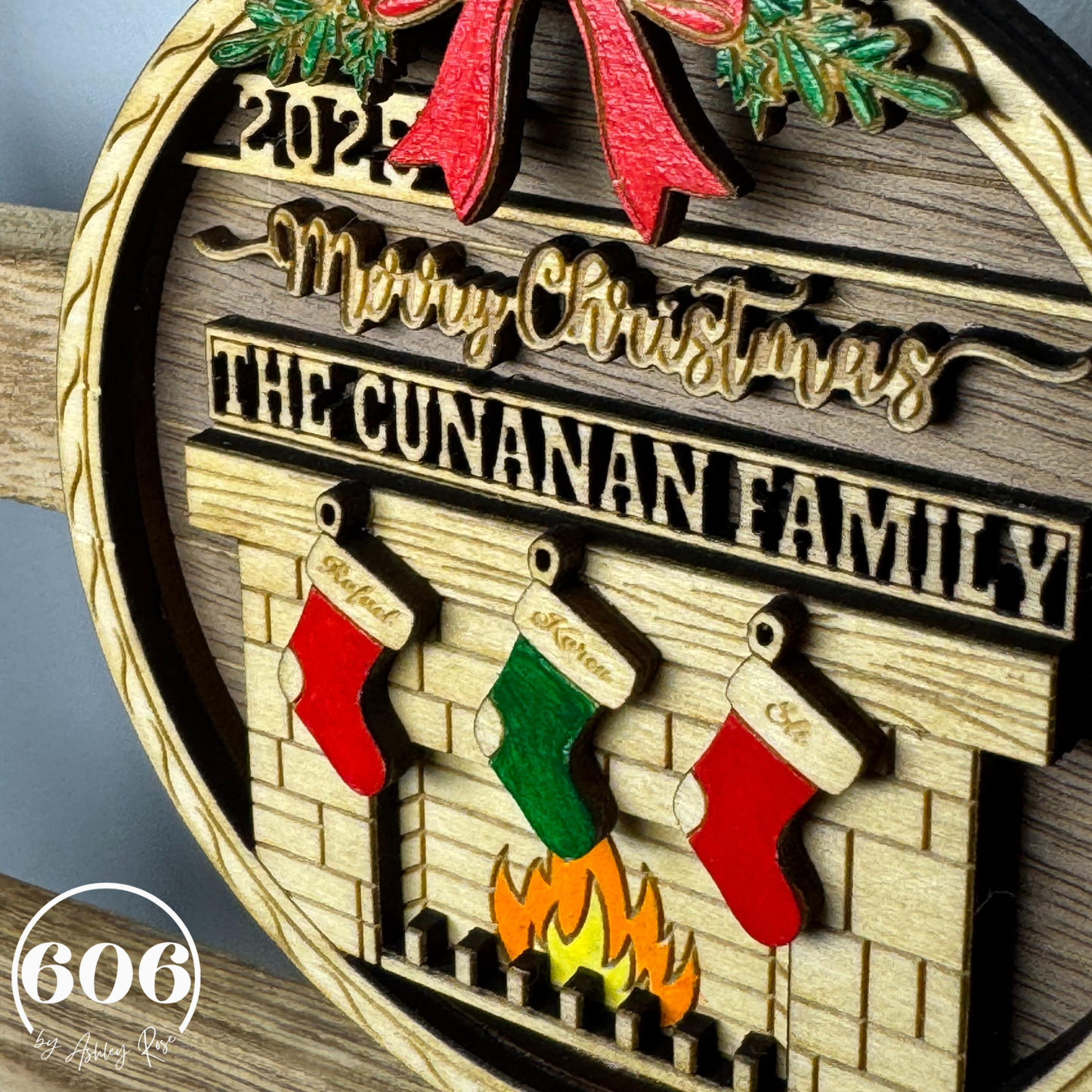 Personalized Family Fireplace Ornament