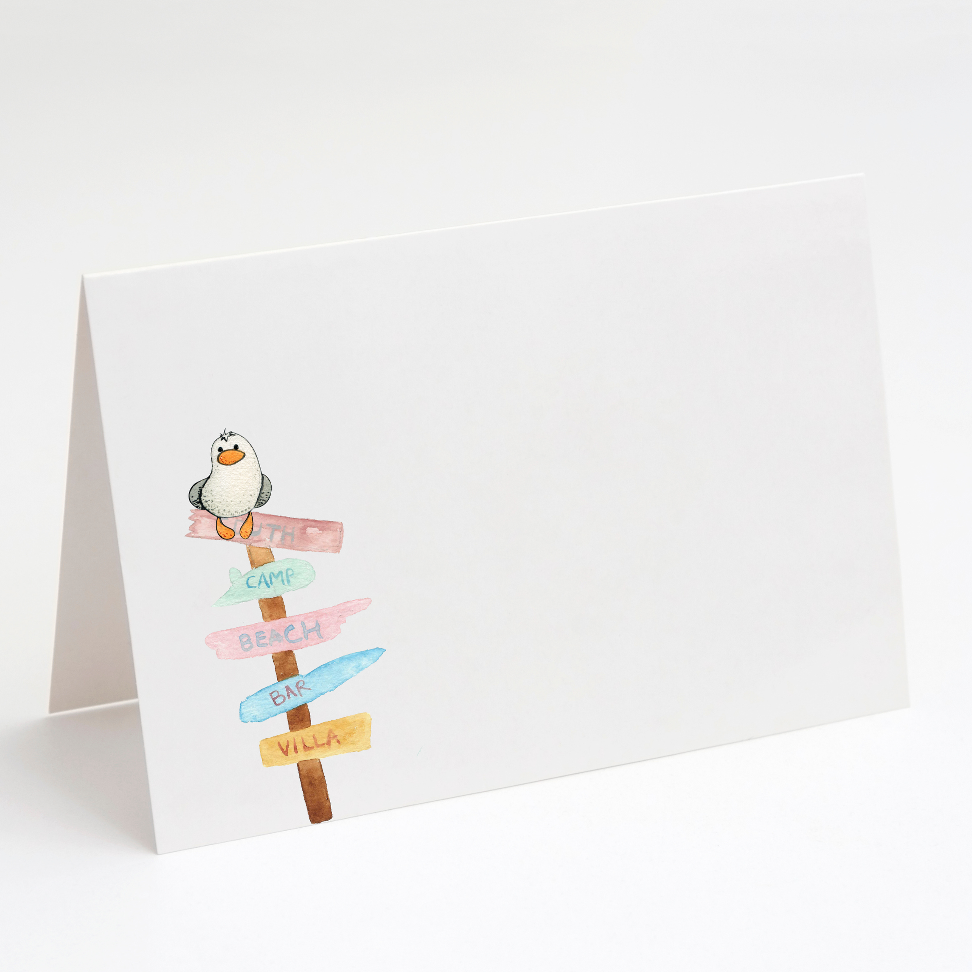 Summer Seagull Greeting Cards – Watercolor Beach Card Set of 10, meaningful handmade piece by 606