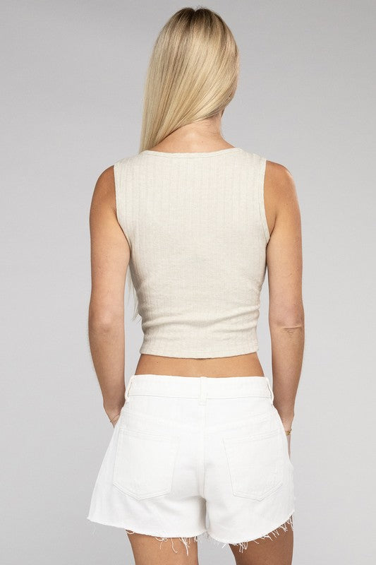 Scoop Neck Ribbed Crop Top