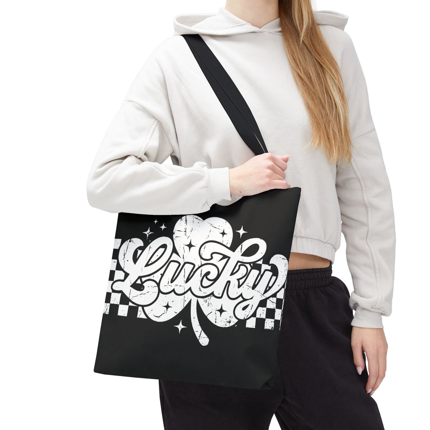 Lucky Distressed Check Tote Bag