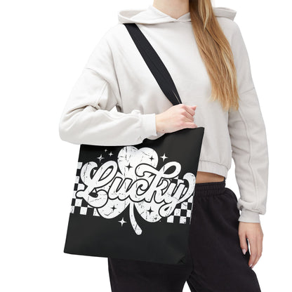 Lucky Distressed Check Tote Bag