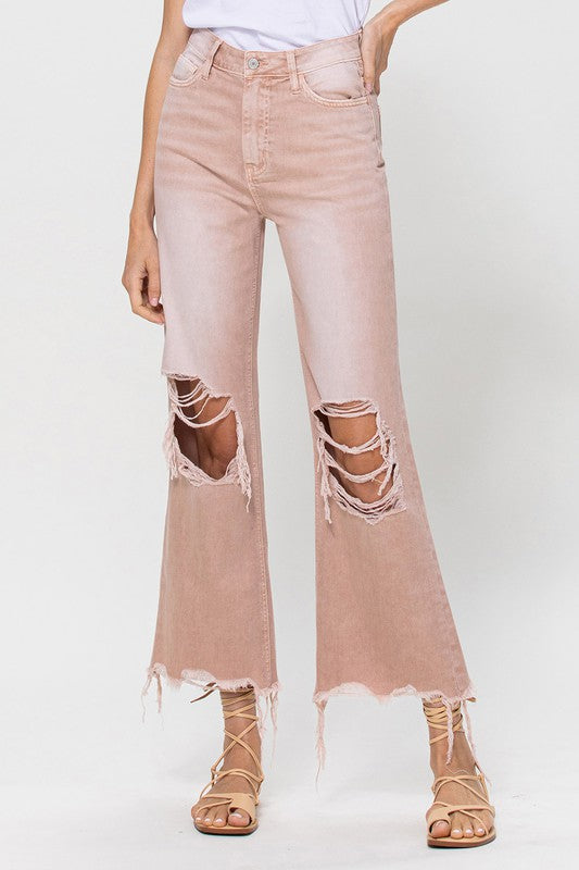 Dusty Rose 90's Vintage Crop Flare Jeans