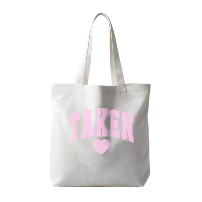 “Taken” Canvas Tote Bag – Playful Statement Carryall | Colorful Graphic Options