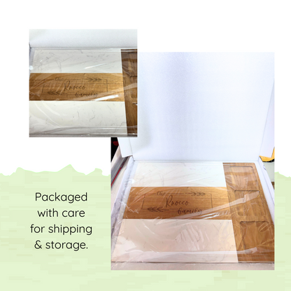Custom Engraved Marble & Wood Charcuterie Board Deluxe Set