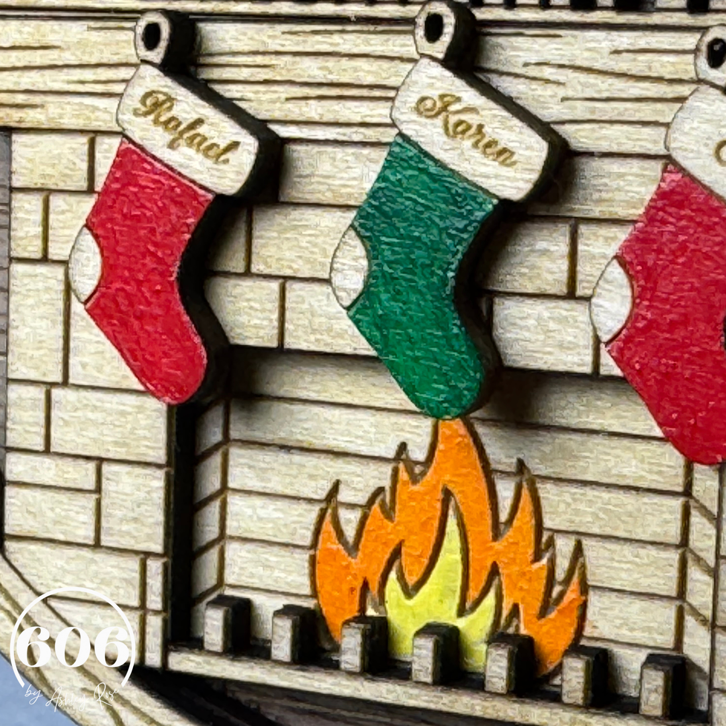 Personalized Family Fireplace Ornament