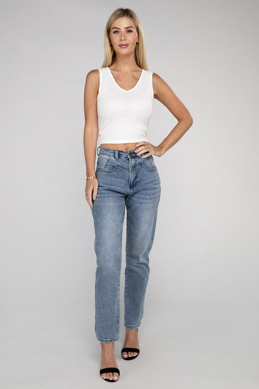 Scoop Neck Ribbed Crop Top