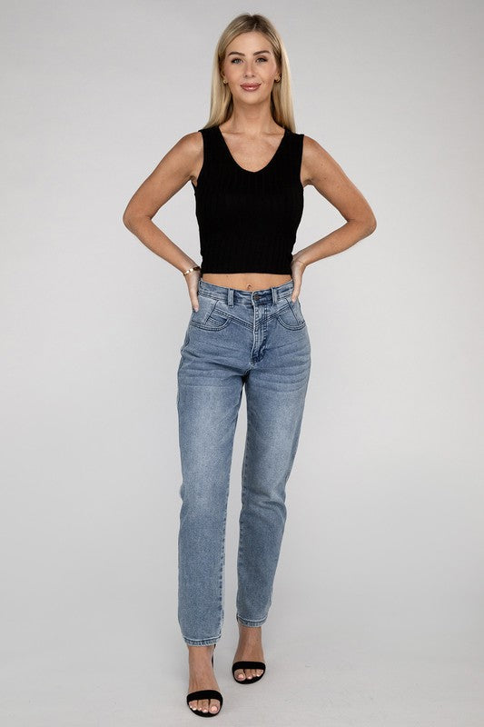 Scoop Neck Ribbed Crop Top