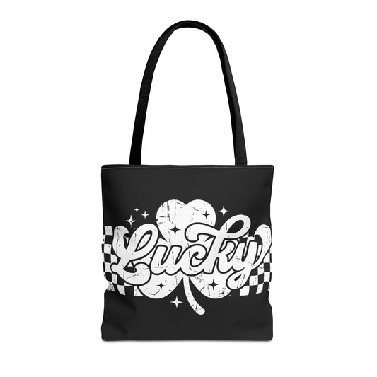 Lucky Distressed Check Tote Bag