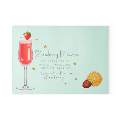 Strawberry Mimosa Recipe Glass Cutting Board