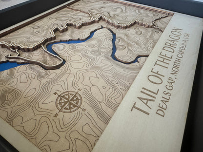 Tail Of The Dragon Topographic Framed Map Art