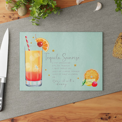 Tequila Sunrise Recipe Glass Cutting Board