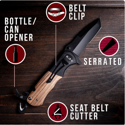 Custom Engraved Pocket Utility Knife Custom Engraved Pocket Utility Knife – Personalized Wood Handle EDC Gift for Him