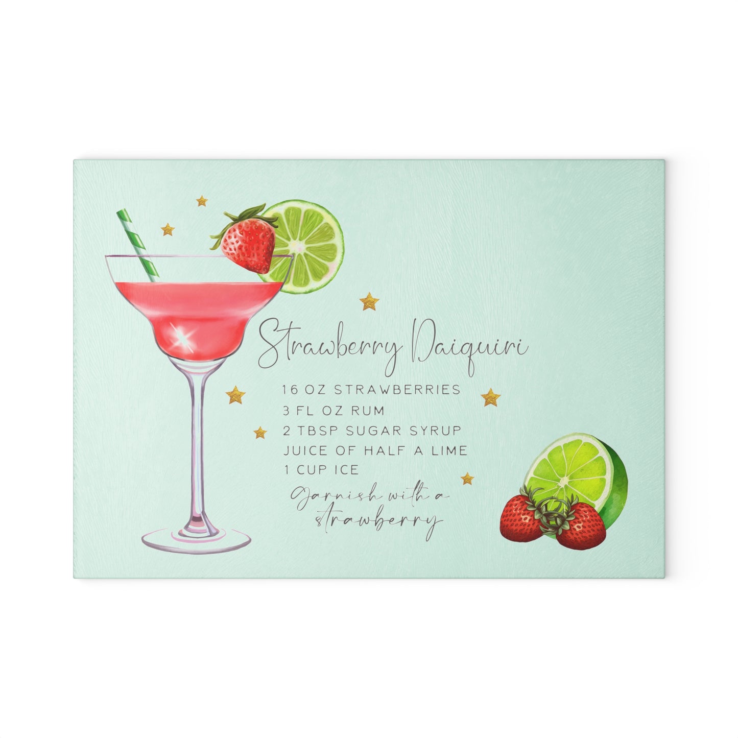 Strawberry Daiquiri Recipe Glass Cutting Board