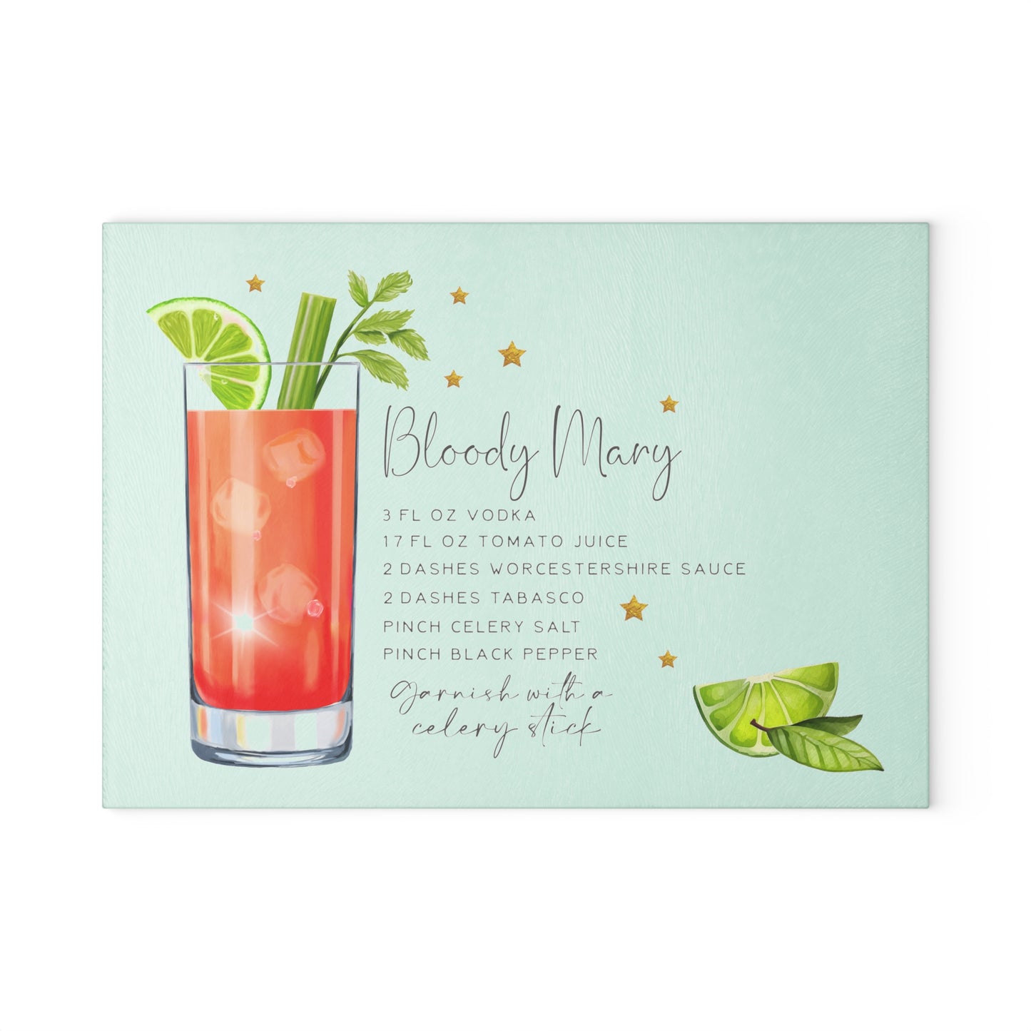 Bloody Mary Recipe Glass Cutting Board