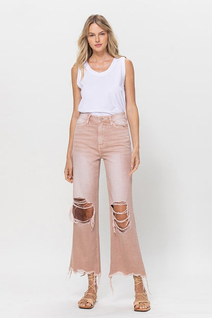 Dusty Rose 90's Vintage Crop Flare Jeans