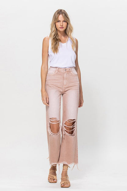 Dusty Rose 90's Vintage Crop Flare Jeans