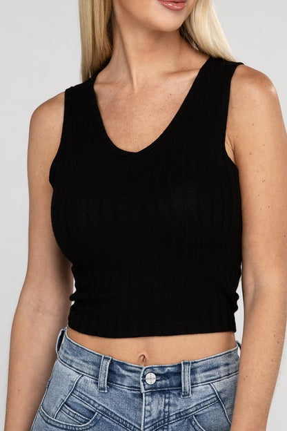 Scoop Neck Ribbed Crop Top