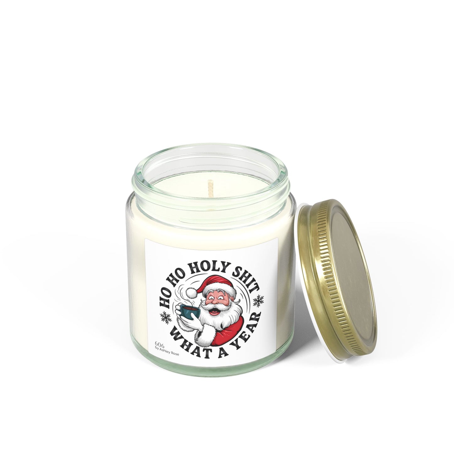 Ho Ho Holy Shit What A Year Scented Candle, Coconut Apricot Wax (4oz, 9oz)