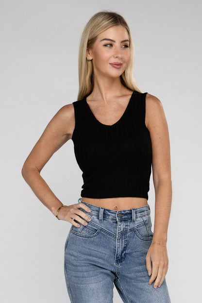 Scoop Neck Ribbed Crop Top