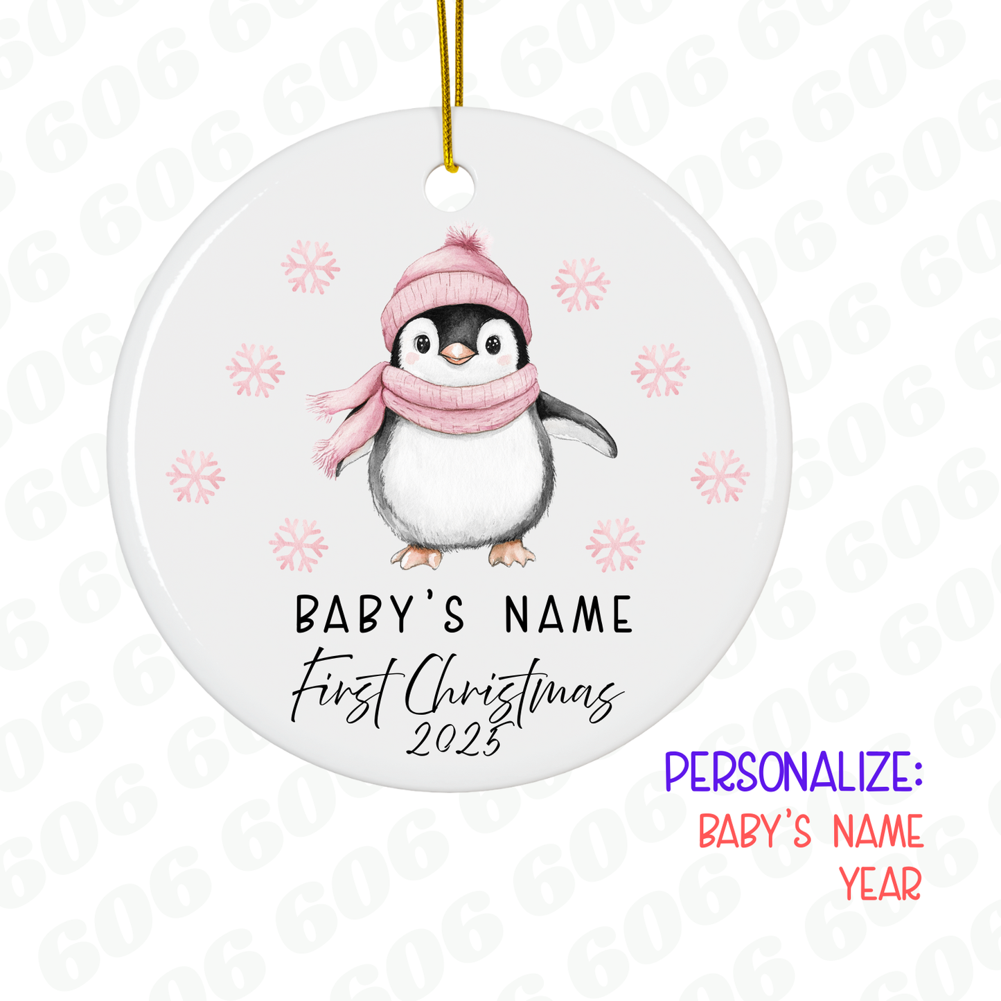 Cozy Penguin First Christmas Ornament – Personalized Ceramic Keepsake