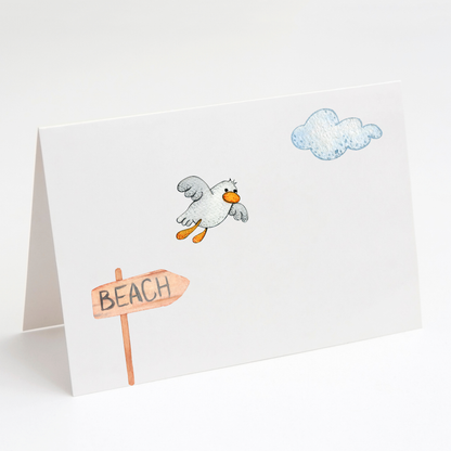 Summer Seagull Greeting Cards – Beach Card Set of 10