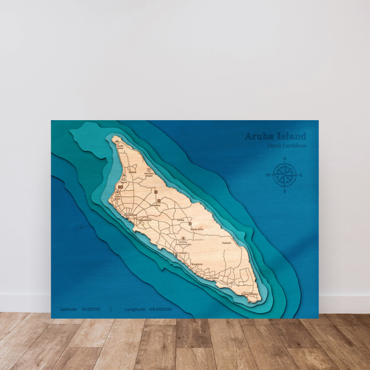 Aruba 3D Layered Wood Map Art