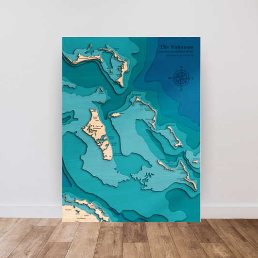 Bahamas 3D Layered Wood Map Art