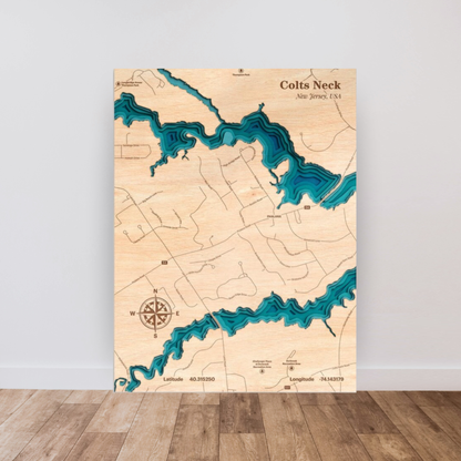 Colts Neck, NJ 3D Layered Wood Map Art, meaningful handmade piece by 606