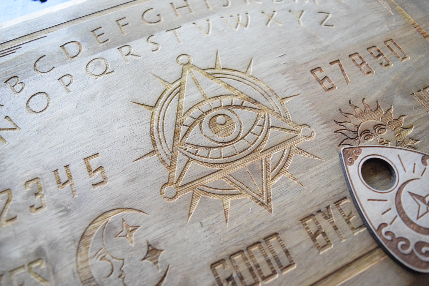 Deluxe Engraved Ouija Board Serving Tray with Matching Wooden Planchette
