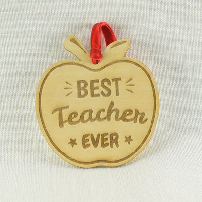 Engraved Teacher Apple Ornaments | Gift Tags, meaningful handmade piece by 606