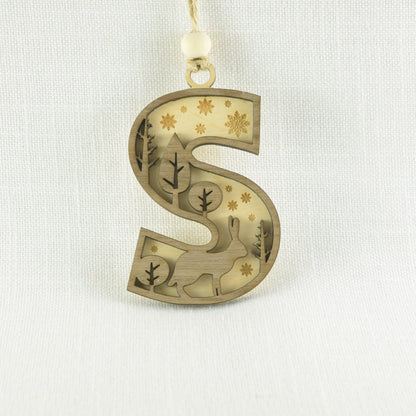 Winter Woodland Letter Ornament