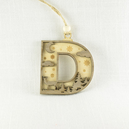 Winter Woodland Letter Ornament
