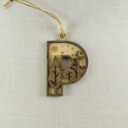 Winter Woodland Letter Ornament