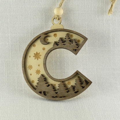 Winter Woodland Letter Ornament