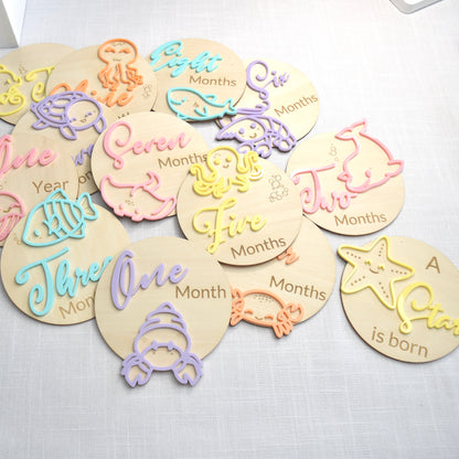 Monthly Milestone Markers ~ Ocean Theme, meaningful handmade piece by 606