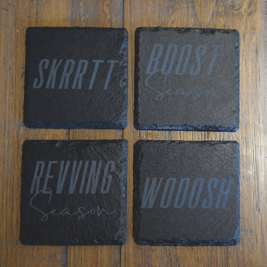 The Gearhead Slate Coaster Set