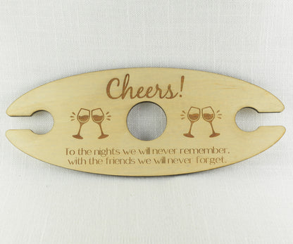 Engraved Wooden Wine & Glass Caddy – Laser Cut 6mm Wood Wine Carrier