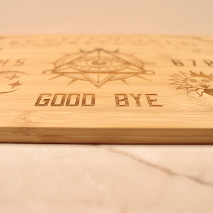 Bamboo Ouija Board Cutting Board with Matching Planchette – 12x9" Engraved Halloween Charcuterie Board