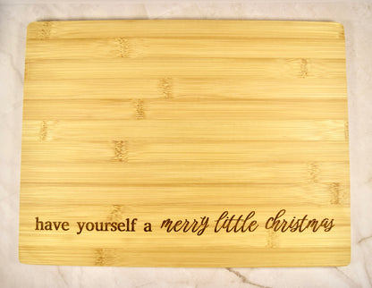 Merry Little Christmas Bamboo Board, meaningful handmade piece by 606