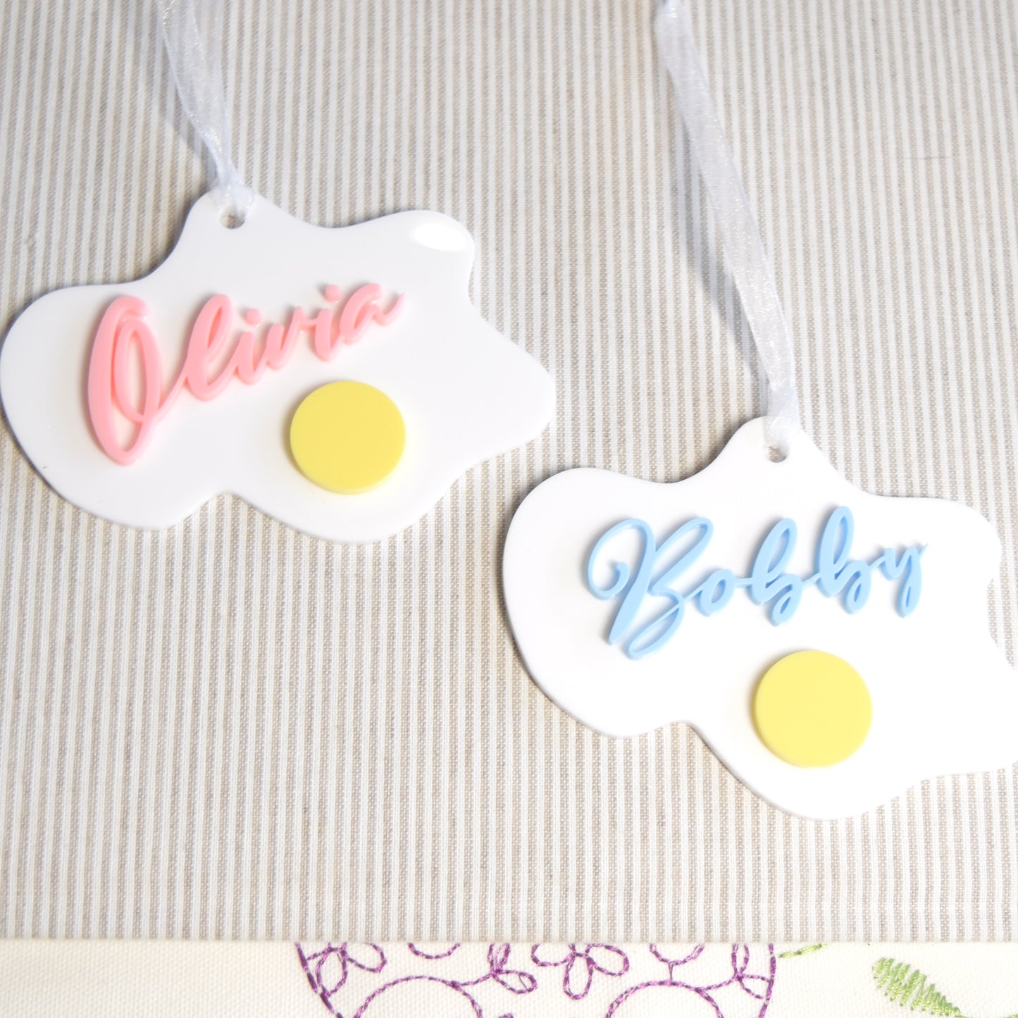 Egg Splat Easter Basket Tags Flamingo & Periwinkle