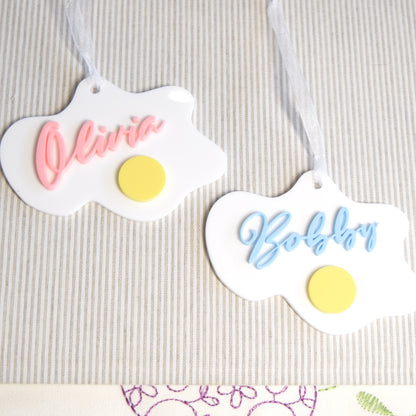 Egg Splat Easter Basket Tags Flamingo & Periwinkle